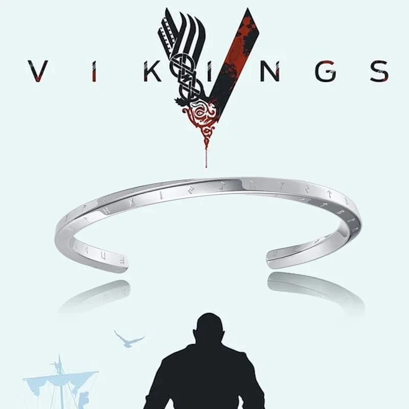 Vnox Retro Nordic Vikings Manschettenarmreif Armbänder für Männer, Edelstahl Mobius Nordische Mythologie Runen Amulett Schmuck Papa Geschenk