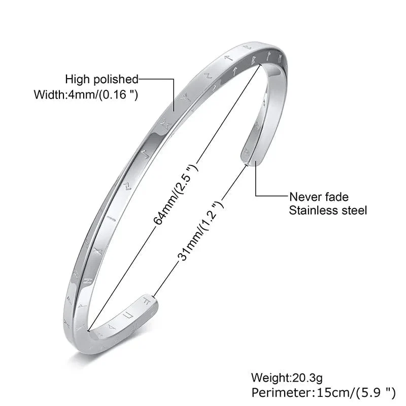 Vnox Retro Nordic Vikings Manschettenarmreif Armbänder für Männer, Edelstahl Mobius Nordische Mythologie Runen Amulett Schmuck Papa Geschenk