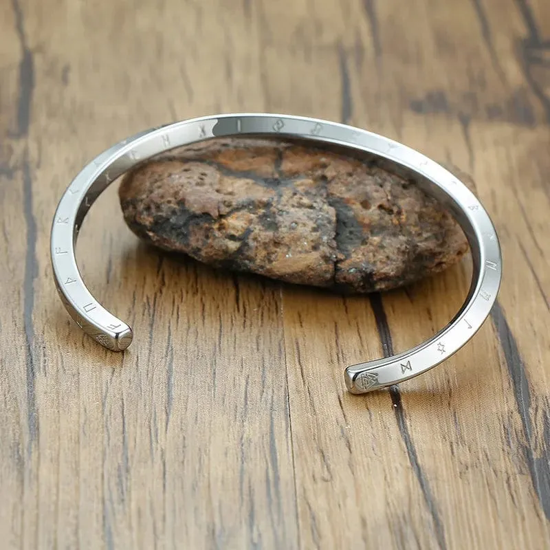 Vnox Retro Nordic Vikings Manschettenarmreif Armbänder für Männer, Edelstahl Mobius Nordische Mythologie Runen Amulett Schmuck Papa Geschenk