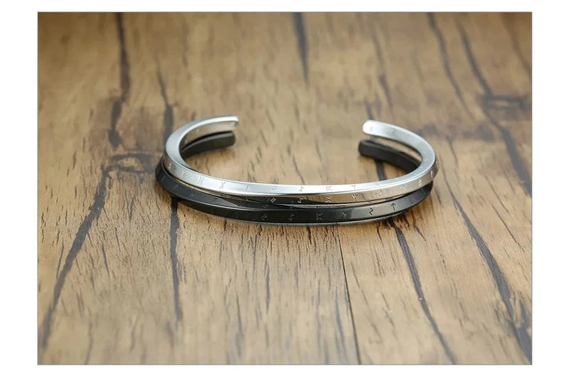 Vnox Retro Nordic Vikings Manschettenarmreif Armbänder für Männer, Edelstahl Mobius Nordische Mythologie Runen Amulett Schmuck Papa Geschenk