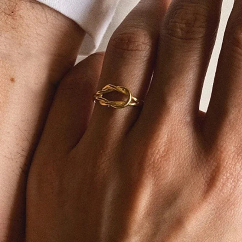 Liebesknoten-Paararmbänder, 14 Karat echt vergoldete Edelstahlarmbänder für Frauen, verstellbare Geschenke für Paare, zierliche Mode