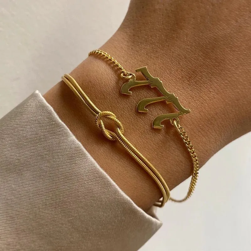 Liebesknoten-Paararmbänder, 14 Karat echt vergoldete Edelstahlarmbänder für Frauen, verstellbare Geschenke für Paare, zierliche Mode