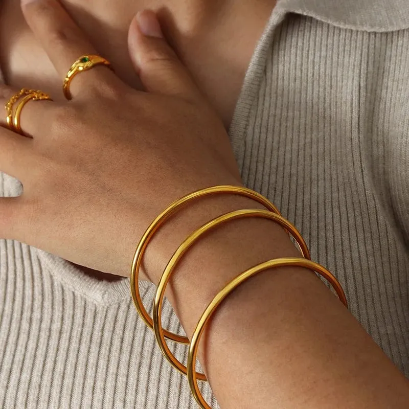 Farbechter Armreif aus Edelstahl für Frauen, nicht verblassend, rund, minimalistisch, Damen-Armbänder, Luxusschmuck für Frauen