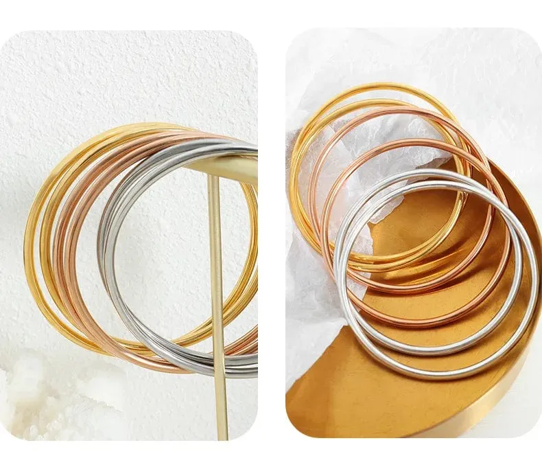 Farbechter Armreif aus Edelstahl für Frauen, nicht verblassend, rund, minimalistisch, Damen-Armbänder, Luxusschmuck für Frauen