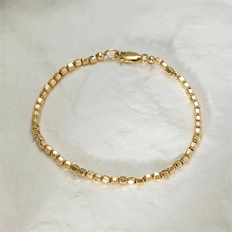 14K Gold gefülltes Perlenarmband, handgefertigt, anlaufgeschützter Schmuck, Boho-Armbänder, Fußkettchen für Frauen, Brautjungferngeschenk, Goldarmband