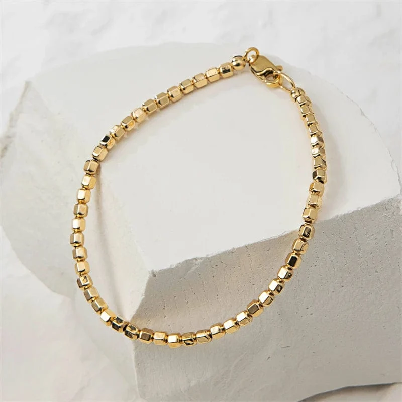 14K Gold gefülltes Perlenarmband, handgefertigt, anlaufgeschützter Schmuck, Boho-Armbänder, Fußkettchen für Frauen, Brautjungferngeschenk, Goldarmband