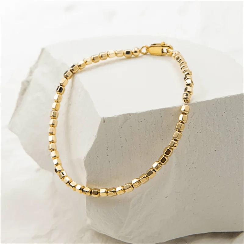 14K Gold gefülltes Perlenarmband, handgefertigt, anlaufgeschützter Schmuck, Boho-Armbänder, Fußkettchen für Frauen, Brautjungferngeschenk, Goldarmband