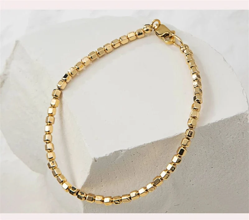 14K Gold gefülltes Perlenarmband, handgefertigt, anlaufgeschützter Schmuck, Boho-Armbänder, Fußkettchen für Frauen, Brautjungferngeschenk, Goldarmband