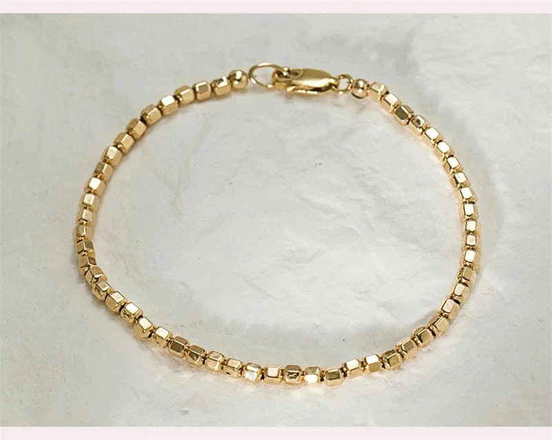 14K Gold gefülltes Perlenarmband, handgefertigt, anlaufgeschützter Schmuck, Boho-Armbänder, Fußkettchen für Frauen, Brautjungferngeschenk, Goldarmband