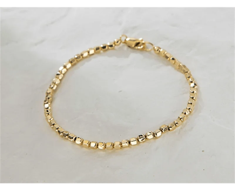 14K Gold gefülltes Perlenarmband, handgefertigt, anlaufgeschützter Schmuck, Boho-Armbänder, Fußkettchen für Frauen, Brautjungferngeschenk, Goldarmband