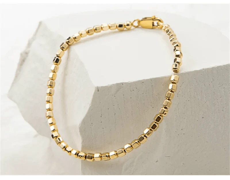 14K Gold gefülltes Perlenarmband, handgefertigt, anlaufgeschützter Schmuck, Boho-Armbänder, Fußkettchen für Frauen, Brautjungferngeschenk, Goldarmband