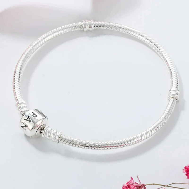 Passend für Original Pandora 925 Sterling Silber Moments Schlangenkettenarmband 4 Farben Roségold Silber für Frauen Luxus Schmuck Geschenk