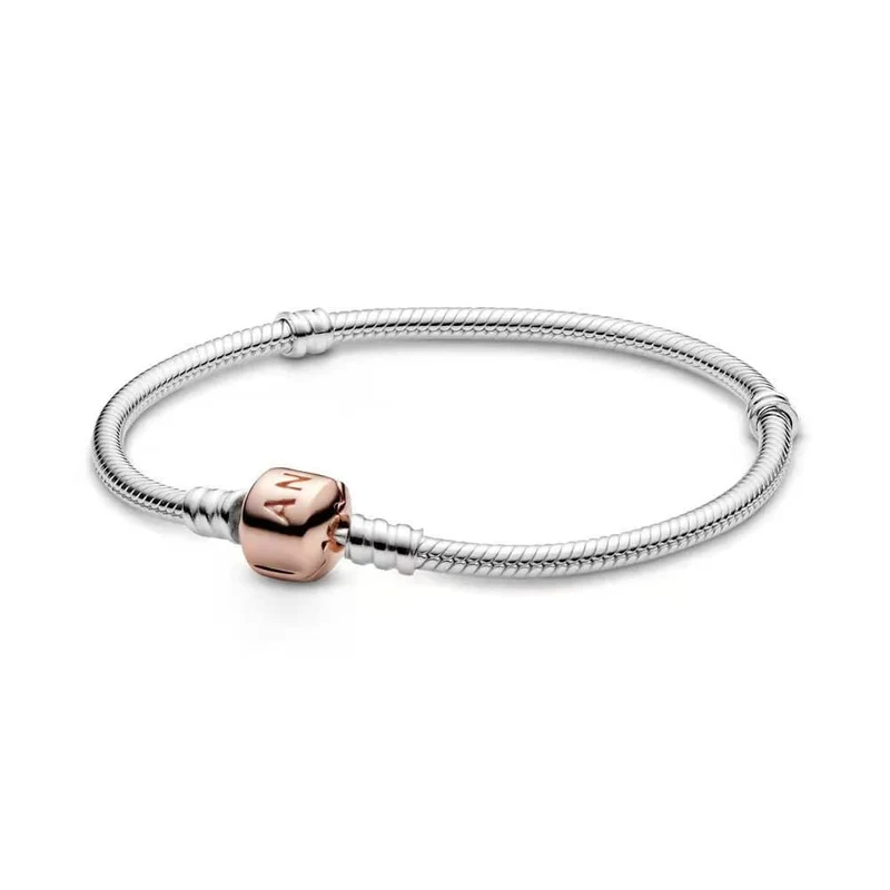 Passend für Original Pandora 925 Sterling Silber Moments Schlangenkettenarmband 4 Farben Roségold Silber für Frauen Luxus Schmuck Geschenk