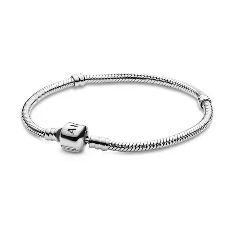 Passend für Original Pandora 925 Sterling Silber Moments Schlangenkettenarmband 4 Farben Roségold Silber für Frauen Luxus Schmuck Geschenk