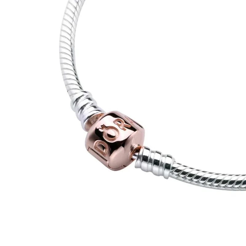 Passend für Original Pandora 925 Sterling Silber Moments Schlangenkettenarmband 4 Farben Roségold Silber für Frauen Luxus Schmuck Geschenk