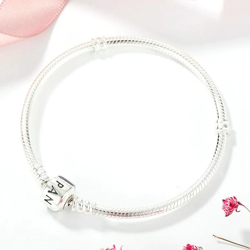 Passend für Original Pandora 925 Sterling Silber Moments Schlangenkettenarmband 4 Farben Roségold Silber für Frauen Luxus Schmuck Geschenk