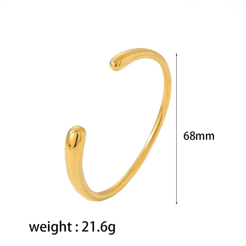ZAKOL Edelstahl Farbe Offenes Armreif Metall Textur Glänzend 18K Gold Überzogene Anlaufgeschützte Armband Frauen Schmuck Party Geschenk