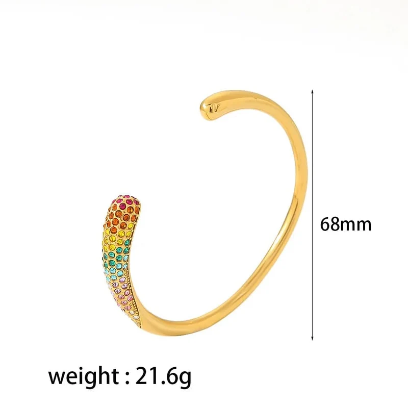 ZAKOL Edelstahl Farbe Offenes Armreif Metall Textur Glänzend 18K Gold Überzogene Anlaufgeschützte Armband Frauen Schmuck Party Geschenk