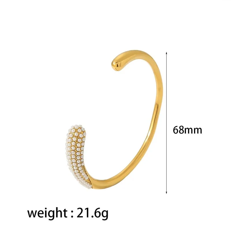 ZAKOL Edelstahl Farbe Offenes Armreif Metall Textur Glänzend 18K Gold Überzogene Anlaufgeschützte Armband Frauen Schmuck Party Geschenk
