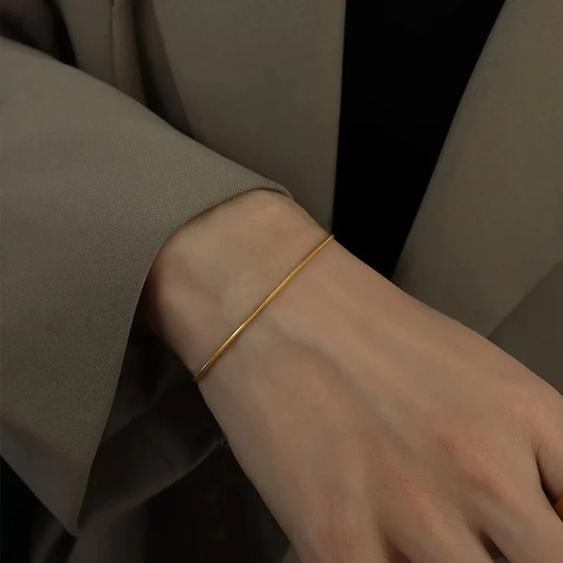 Modisches Schlangenkettenarmband aus Edelstahl für Frauen in Goldfarbe, Charm-Armbänder, Sommertrends 2022 im Schmuckgroßhandel