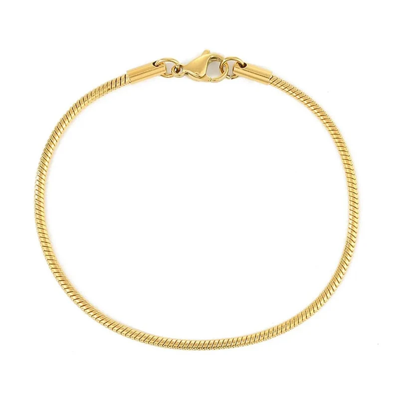 Modisches Schlangenkettenarmband aus Edelstahl für Frauen in Goldfarbe, Charm-Armbänder, Sommertrends 2022 im Schmuckgroßhandel