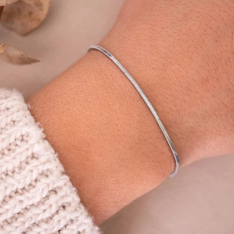 Modisches Schlangenkettenarmband aus Edelstahl für Frauen in Goldfarbe, Charm-Armbänder, Sommertrends 2022 im Schmuckgroßhandel