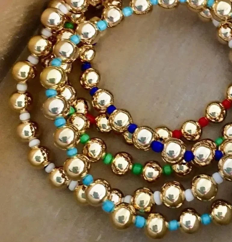 KKBEAD 18 K Gold Perlen Armbänder Y2k Vergoldet Perlen Stretch Armband Schmuck für Frauen Zubehör Pulseras Mujer Moda