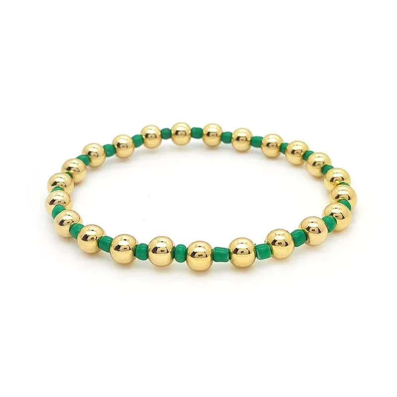 KKBEAD 18 K Gold Perlen Armbänder Y2k Vergoldet Perlen Stretch Armband Schmuck für Frauen Zubehör Pulseras Mujer Moda