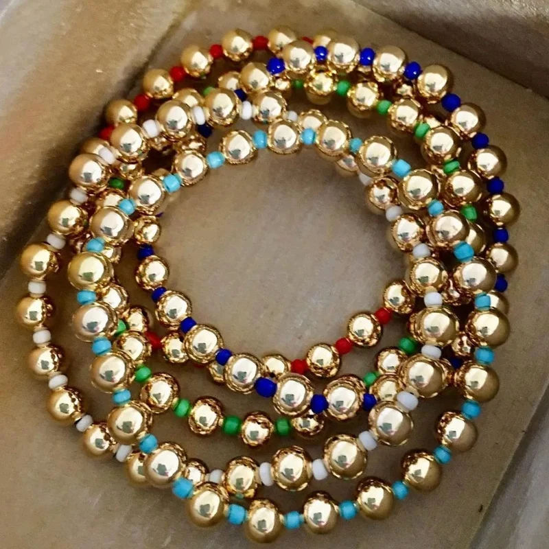 KKBEAD 18 K Gold Perlen Armbänder Y2k Vergoldet Perlen Stretch Armband Schmuck für Frauen Zubehör Pulseras Mujer Moda
