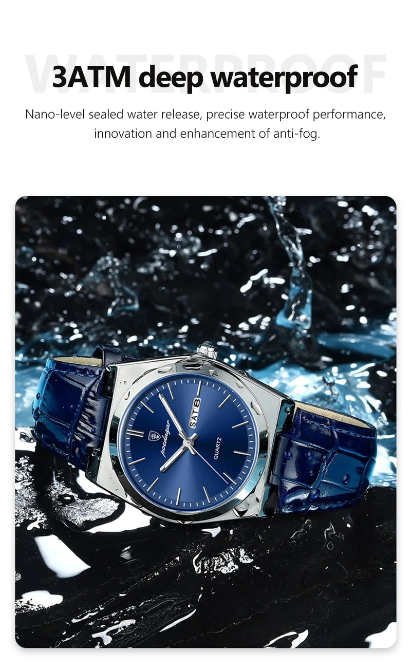 POEDAGAR Luxusuhr für Männer Militär Leder Mann Armbanduhr Quarzuhr Wasserdicht Leucht Datum Woche Herrenuhren Reloj + Box