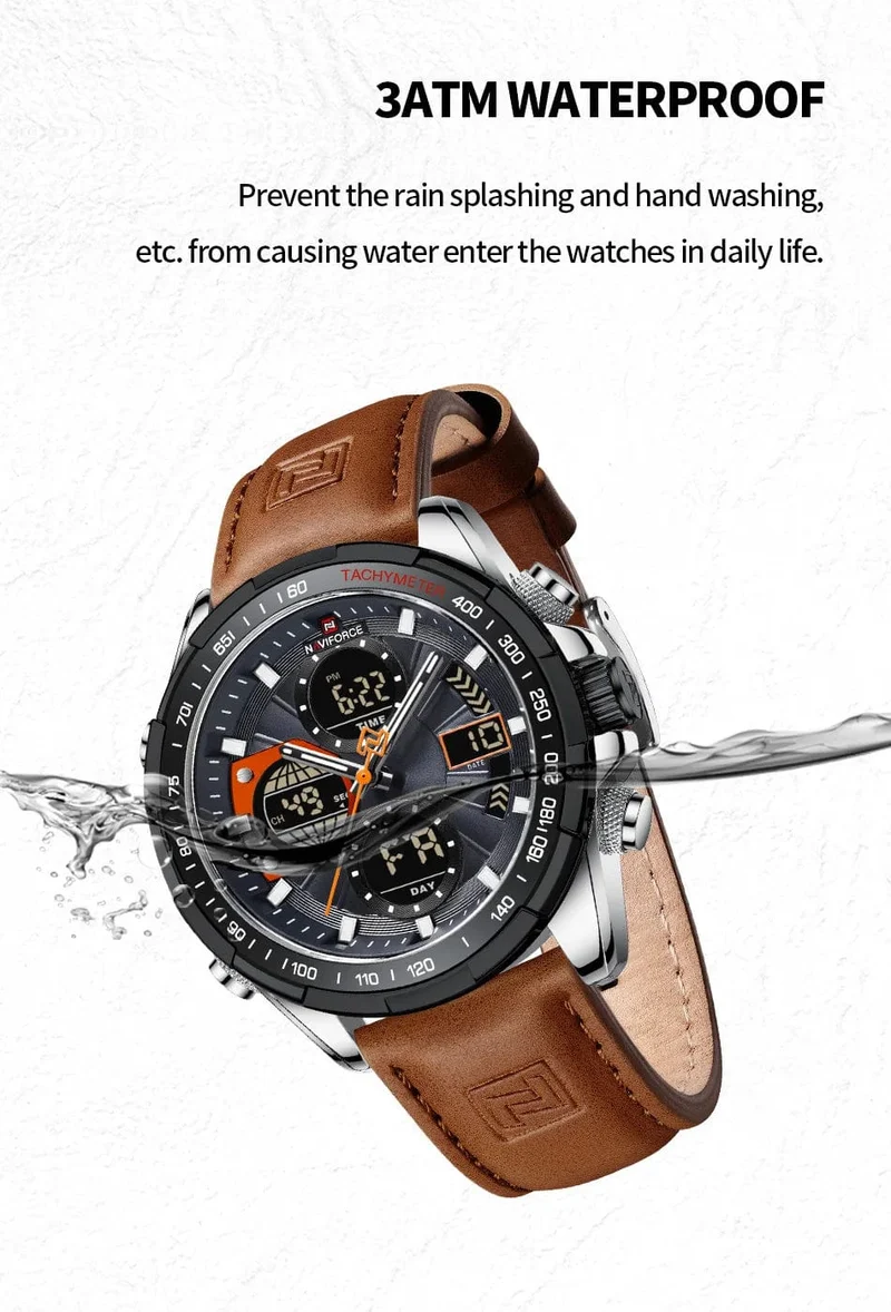 2022 NAVIFORCE Sport Uhren für Männer Starke Leucht Dual Display Wasserdicht Quarz Echtes Leder Armbanduhr Relogio Masculino
