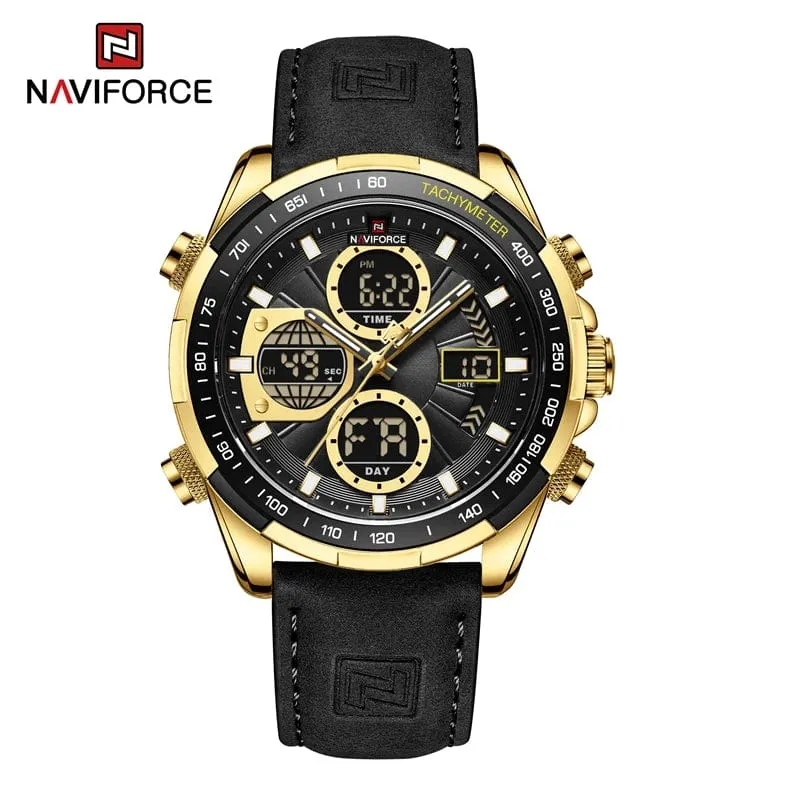 2022 NAVIFORCE Sport Uhren für Männer Starke Leucht Dual Display Wasserdicht Quarz Echtes Leder Armbanduhr Relogio Masculino