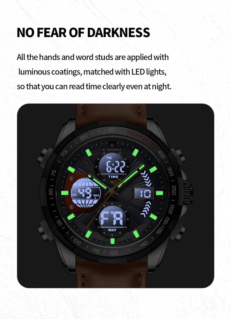 2022 NAVIFORCE Sport Uhren für Männer Starke Leucht Dual Display Wasserdicht Quarz Echtes Leder Armbanduhr Relogio Masculino