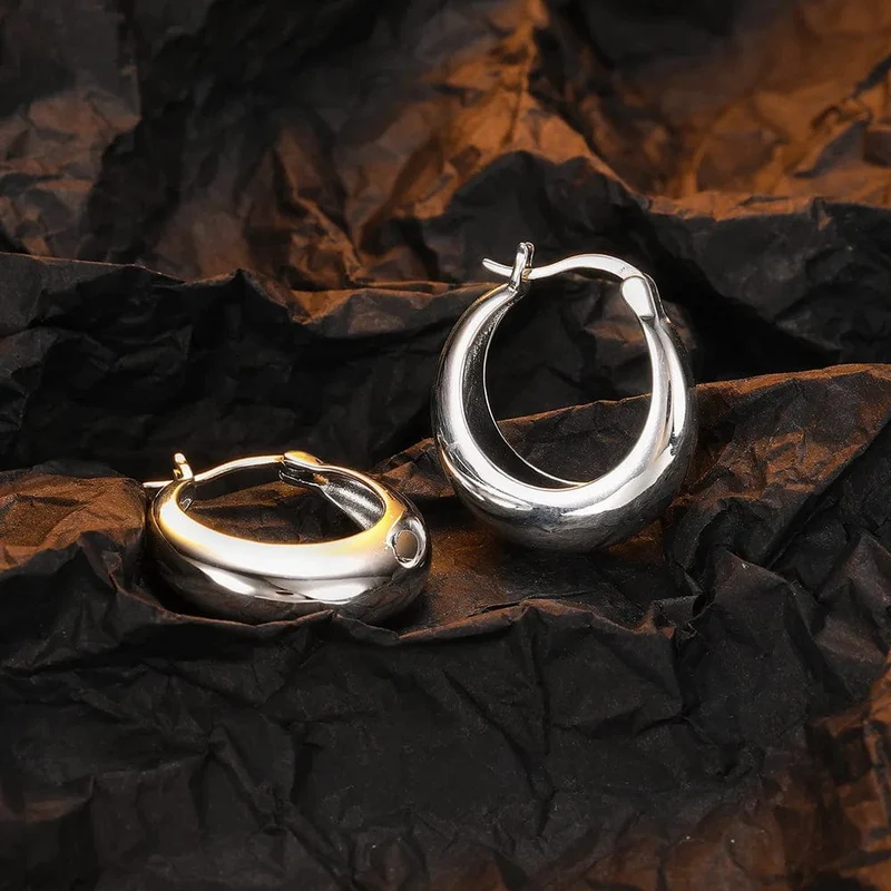 LiHong Echt 925 Sterling Silber Glatte Vintage Ohrring Hochwertige U Form Hoop Ohrringe Für Frauen Hochzeit Party Edlen Schmuck