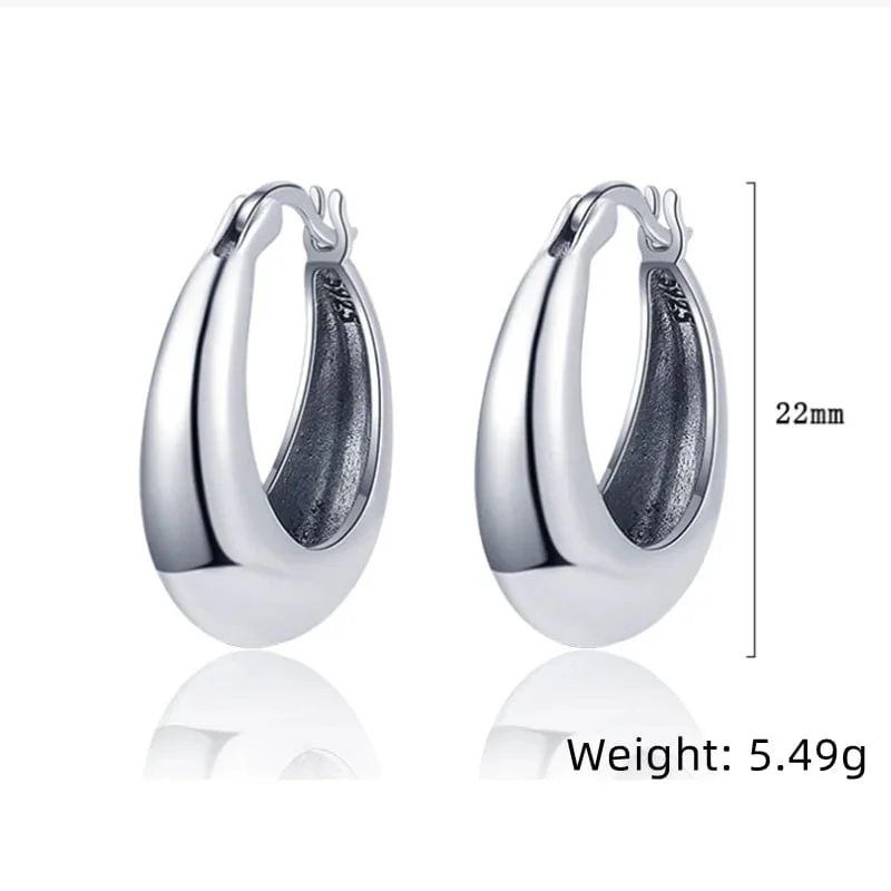 LiHong Echt 925 Sterling Silber Glatte Vintage Ohrring Hochwertige U Form Hoop Ohrringe Für Frauen Hochzeit Party Edlen Schmuck