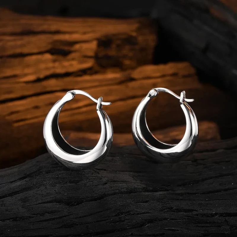 LiHong Echt 925 Sterling Silber Glatte Vintage Ohrring Hochwertige U Form Hoop Ohrringe Für Frauen Hochzeit Party Edlen Schmuck
