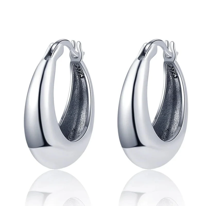 LiHong Echt 925 Sterling Silber Glatte Vintage Ohrring Hochwertige U Form Hoop Ohrringe Für Frauen Hochzeit Party Edlen Schmuck