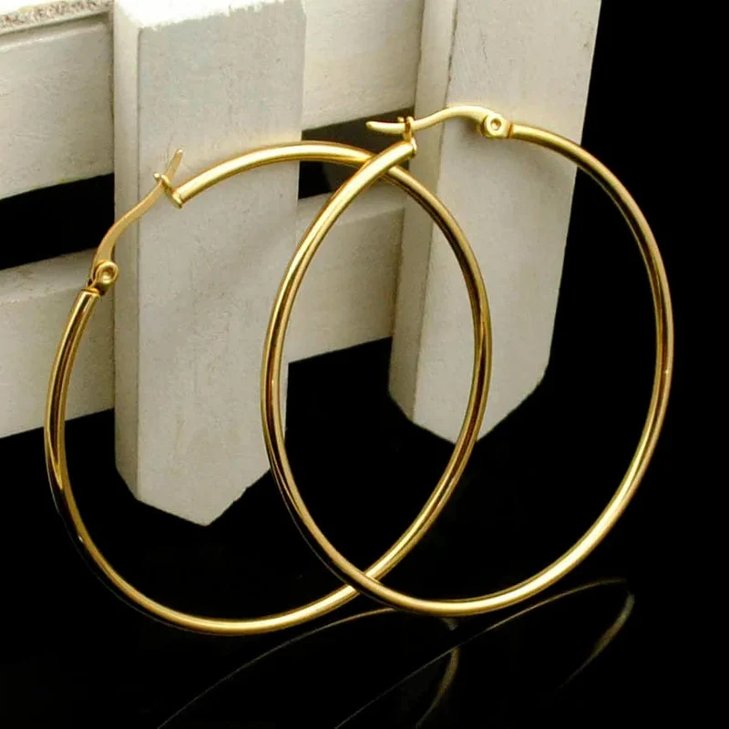 CHIMDOU Gold farbe Edelstahl Ohrringe 2024 Frauen Kleine oder Große Hoop Ohrringe Party Rock Geschenk, Zwei farben großhandel