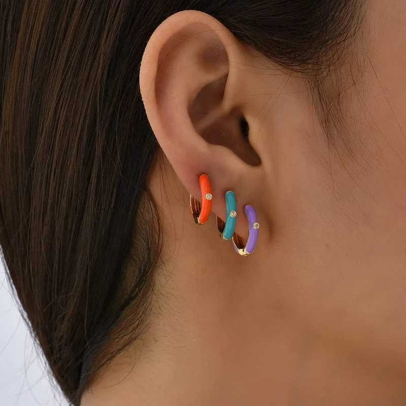 Boho-Ohrring-Set in verschiedenen Farben, rund, mit süßem Herz- und Sternanhänger für Damen und Mädchen