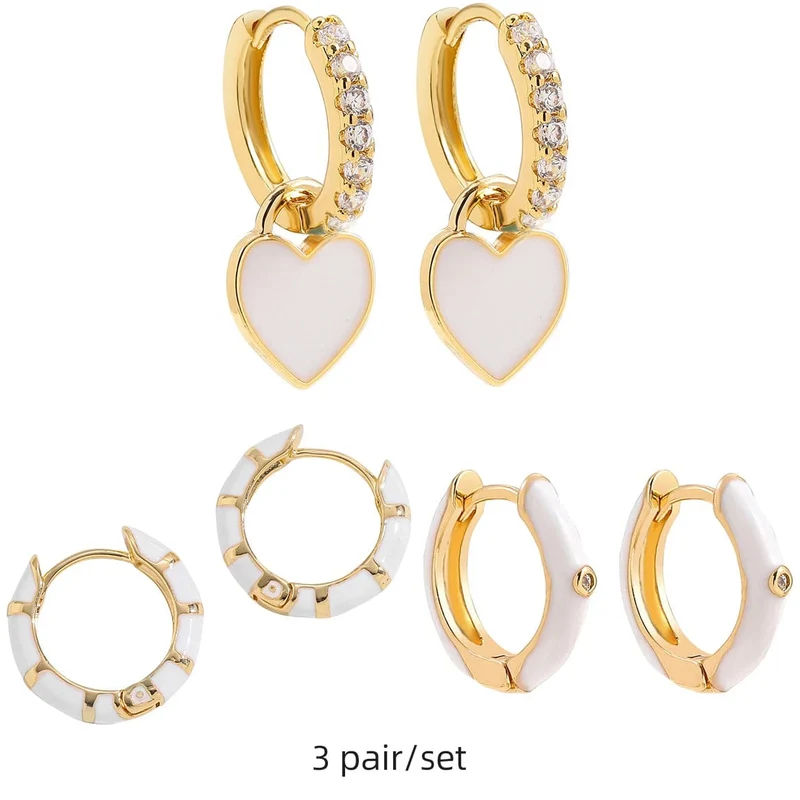 Boho-Ohrring-Set in verschiedenen Farben, rund, mit süßem Herz- und Sternanhänger für Damen und Mädchen