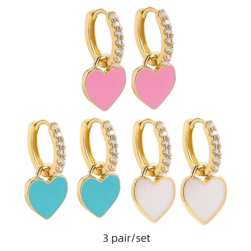 Boho-Ohrring-Set in verschiedenen Farben, rund, mit süßem Herz- und Sternanhänger für Damen und Mädchen