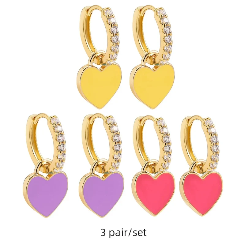Boho-Ohrring-Set in verschiedenen Farben, rund, mit süßem Herz- und Sternanhänger für Damen und Mädchen