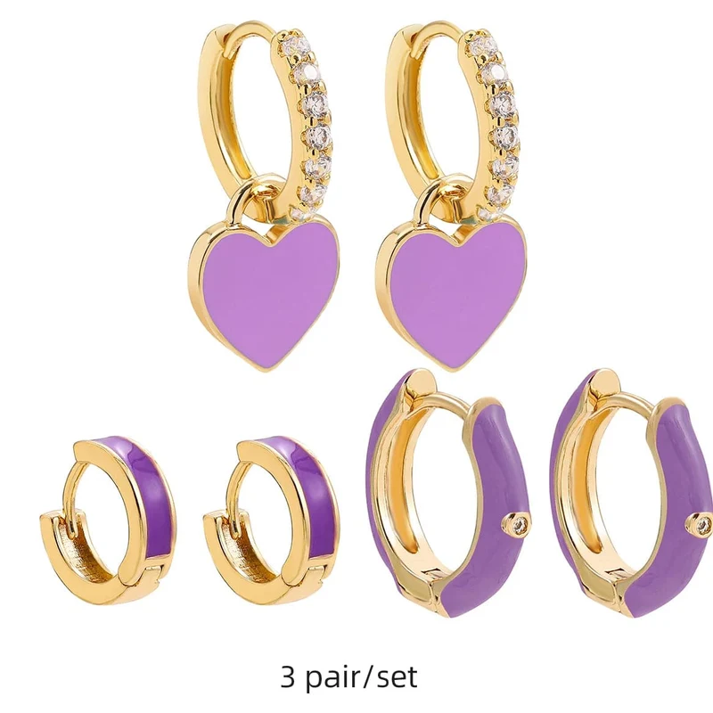 Boho-Ohrring-Set in verschiedenen Farben, rund, mit süßem Herz- und Sternanhänger für Damen und Mädchen