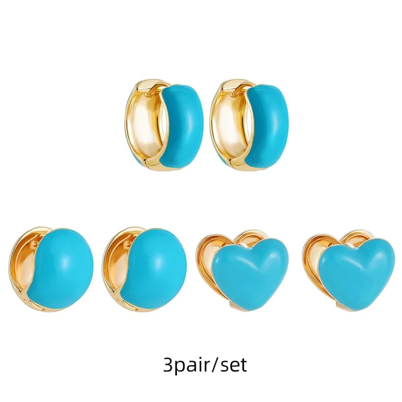 Boho-Ohrring-Set in verschiedenen Farben, rund, mit süßem Herz- und Sternanhänger für Damen und Mädchen