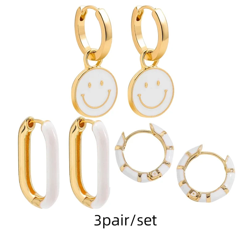 Boho-Ohrring-Set in verschiedenen Farben, rund, mit süßem Herz- und Sternanhänger für Damen und Mädchen