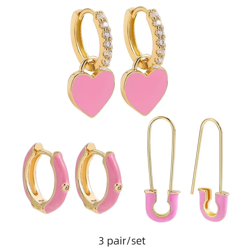Boho-Ohrring-Set in verschiedenen Farben, rund, mit süßem Herz- und Sternanhänger für Damen und Mädchen