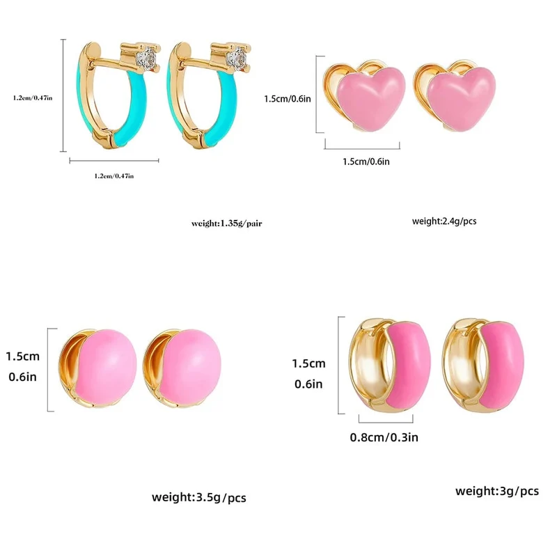 Boho-Ohrring-Set in verschiedenen Farben, rund, mit süßem Herz- und Sternanhänger für Damen und Mädchen