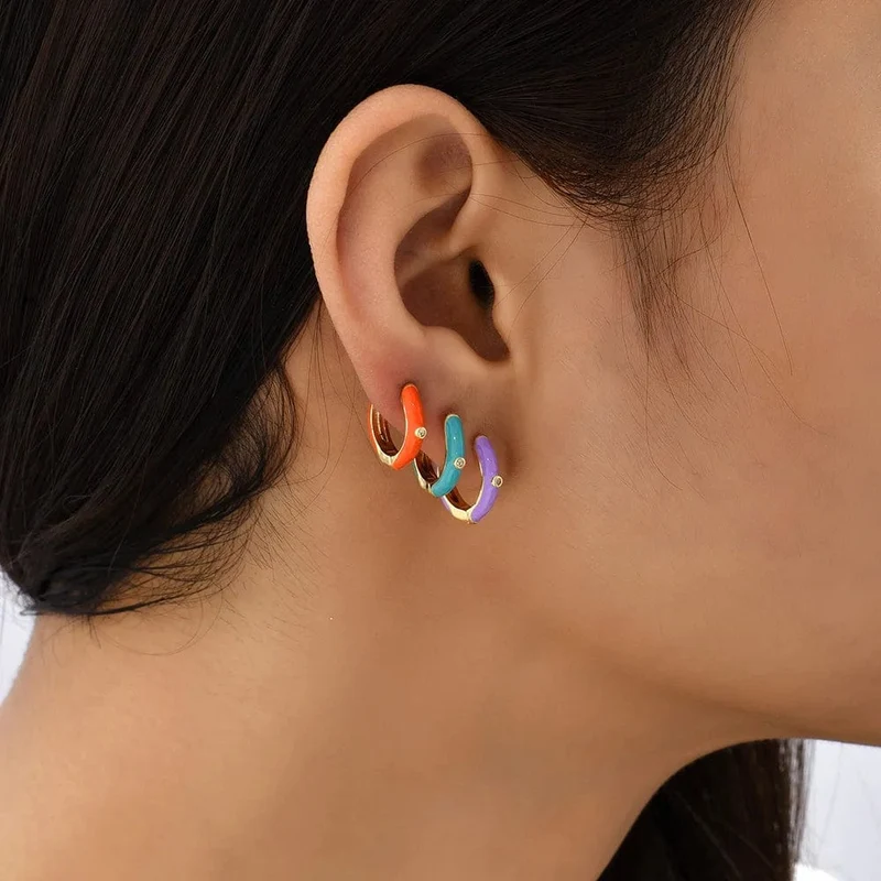 Boho-Ohrring-Set in verschiedenen Farben, rund, mit süßem Herz- und Sternanhänger für Damen und Mädchen