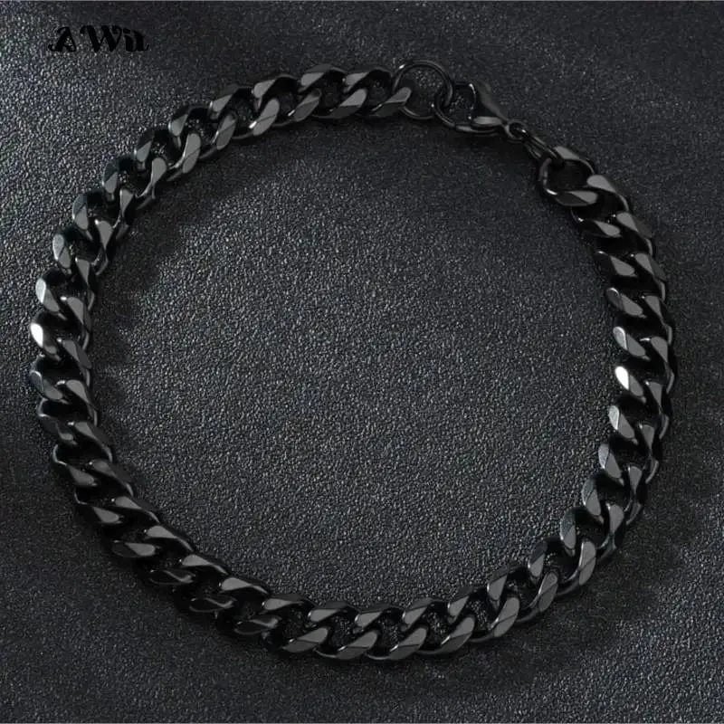 Awit Miniamlist Herrenarmband Goldschmuck Street Style Edelstahl 316L 18 Karat vergoldet kubanische Kettenarmbänder für Frauen