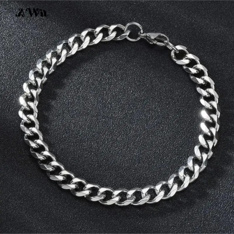 Awit Miniamlist Herrenarmband Goldschmuck Street Style Edelstahl 316L 18 Karat vergoldet kubanische Kettenarmbänder für Frauen